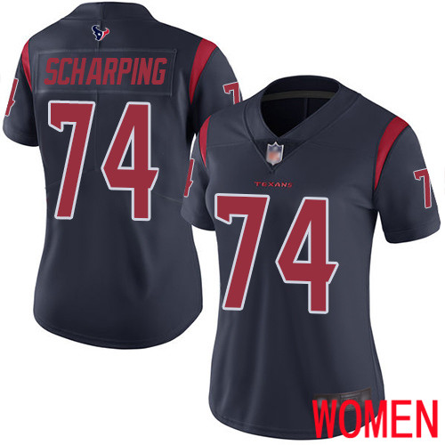 Houston Texans Limited Navy Blue Women Max Scharping Jersey NFL Football 74 Rush Vapor Untouchable